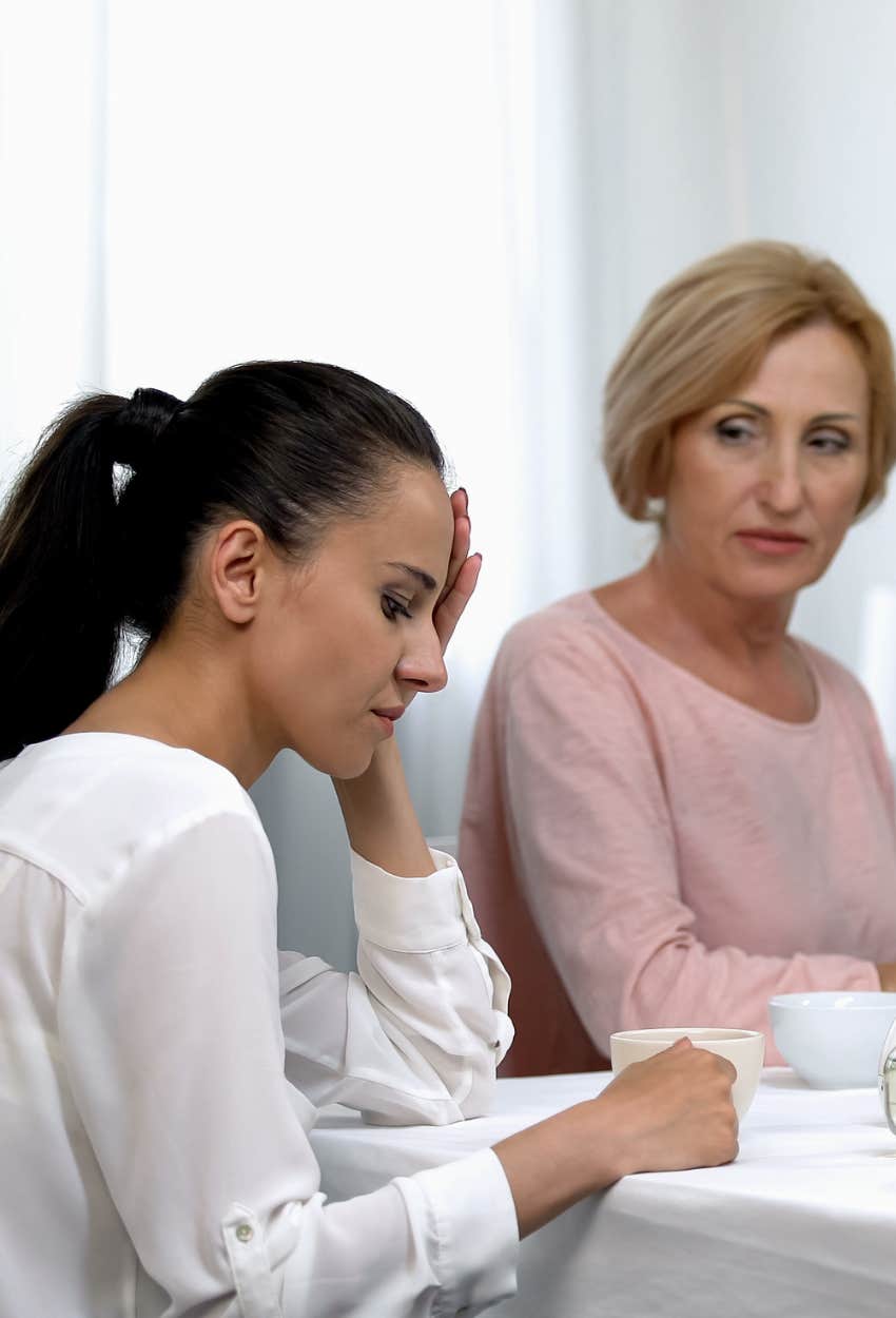 wife frustrated by her mother-in-law
