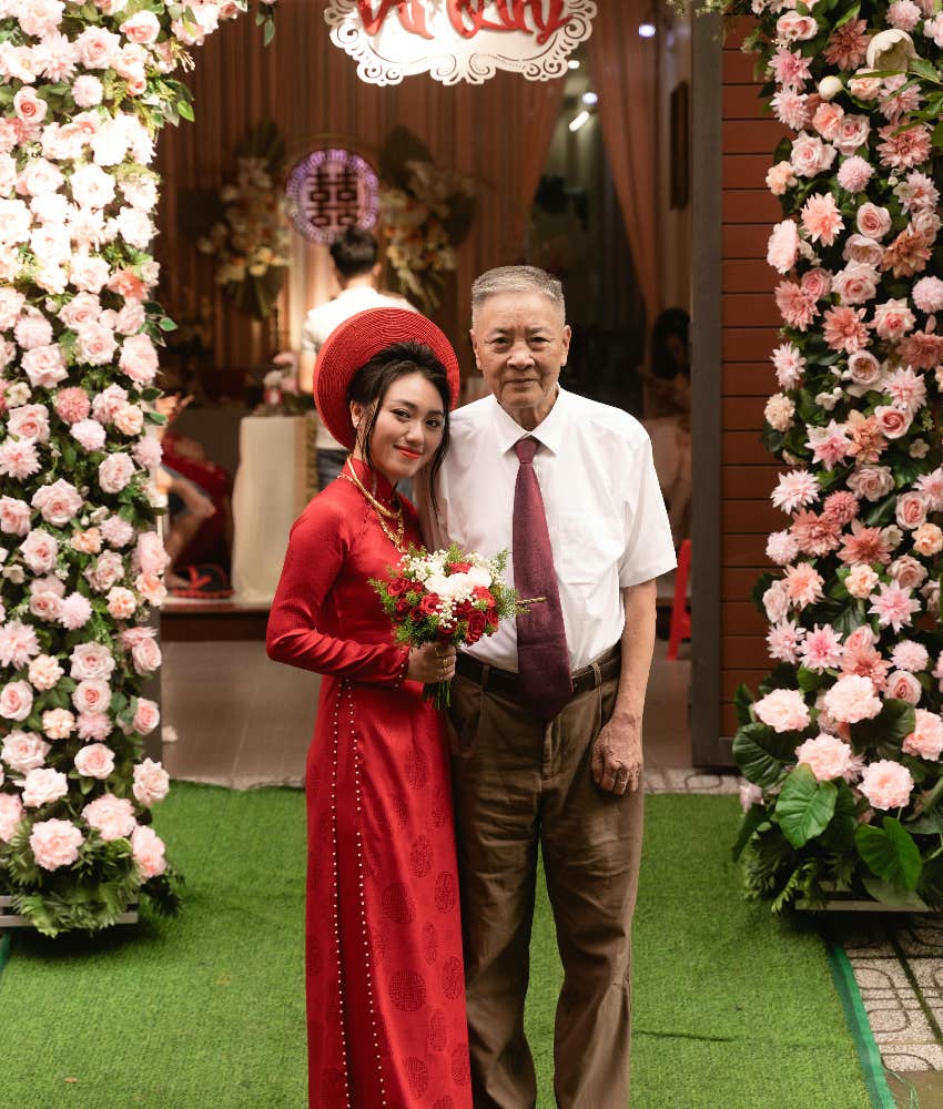 bride and her grandpa at the wedding