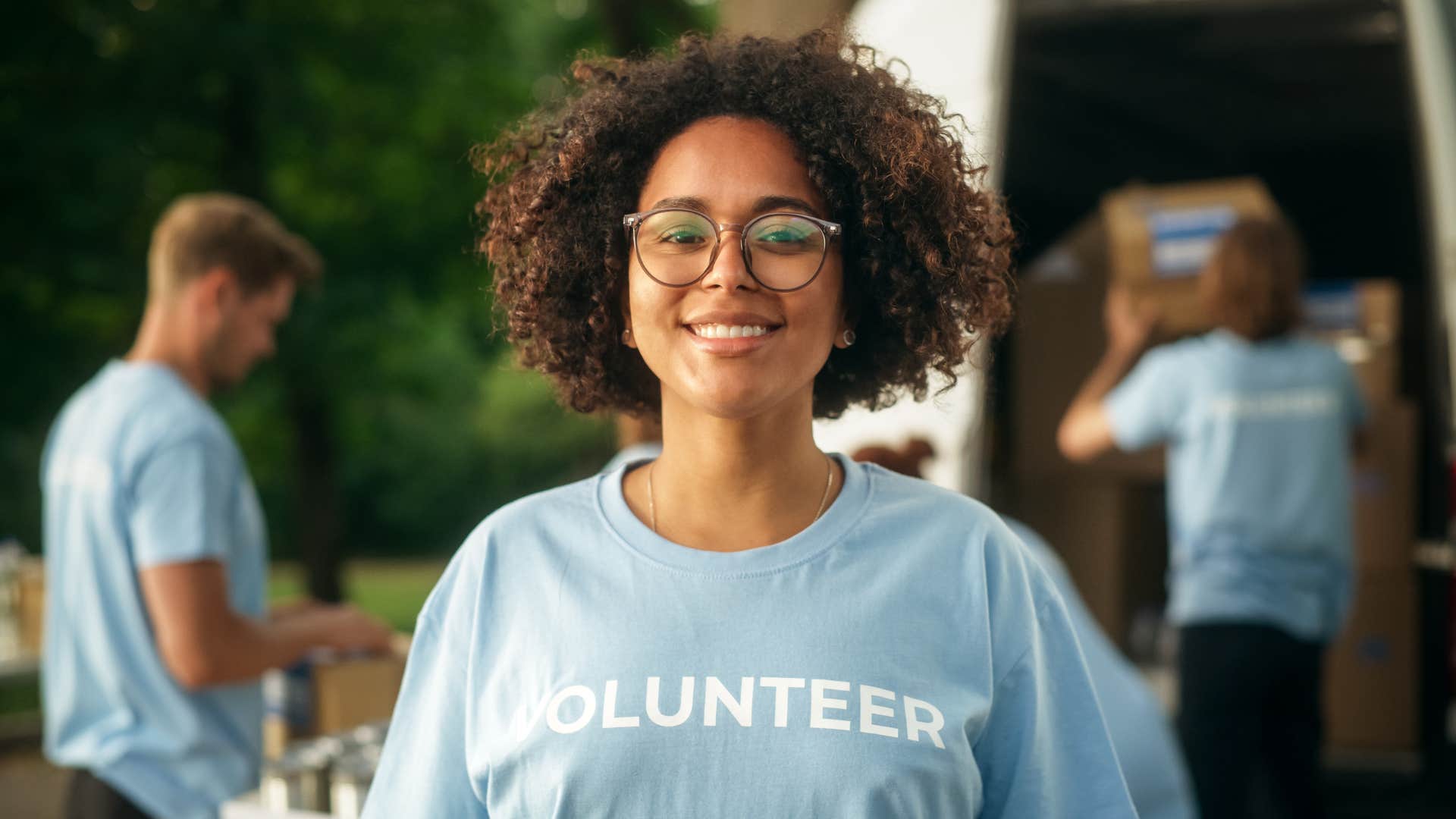 generous woman volunteering