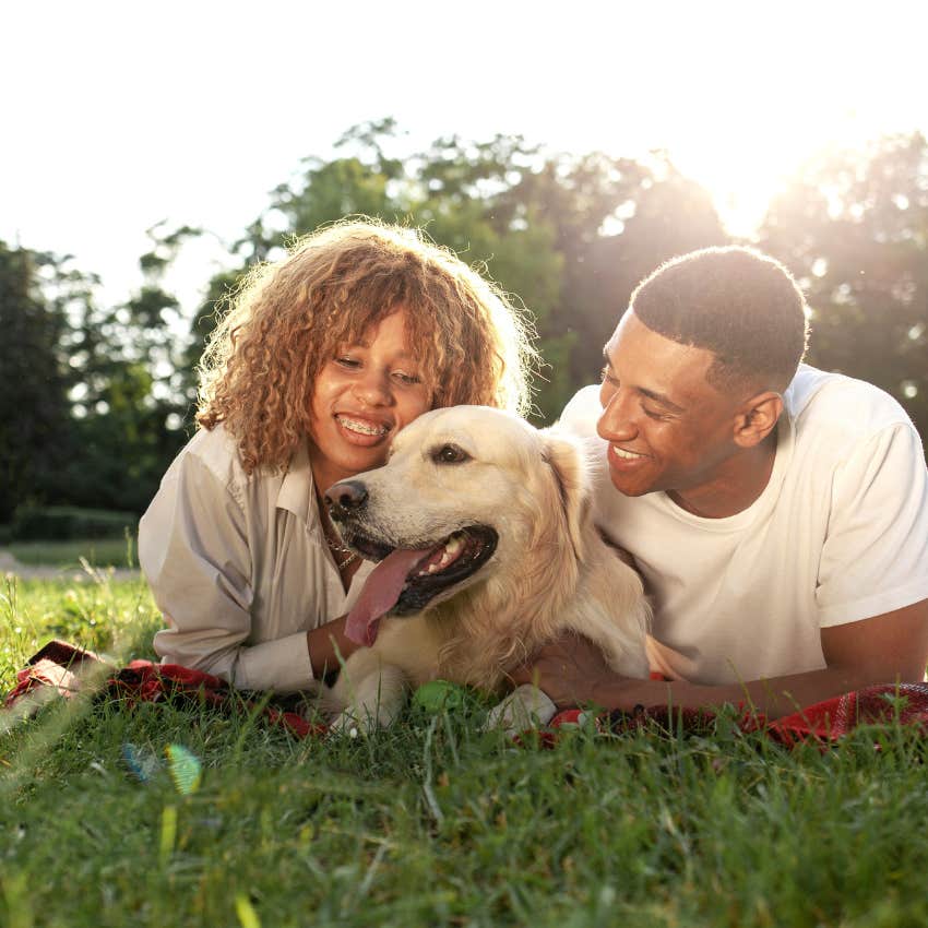 woman who is attracted to man because he has a dog