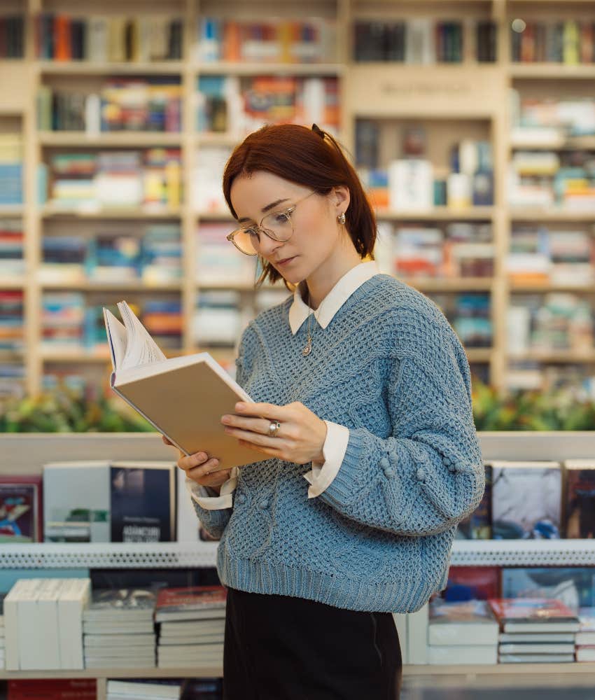 curious otrovert woman reading