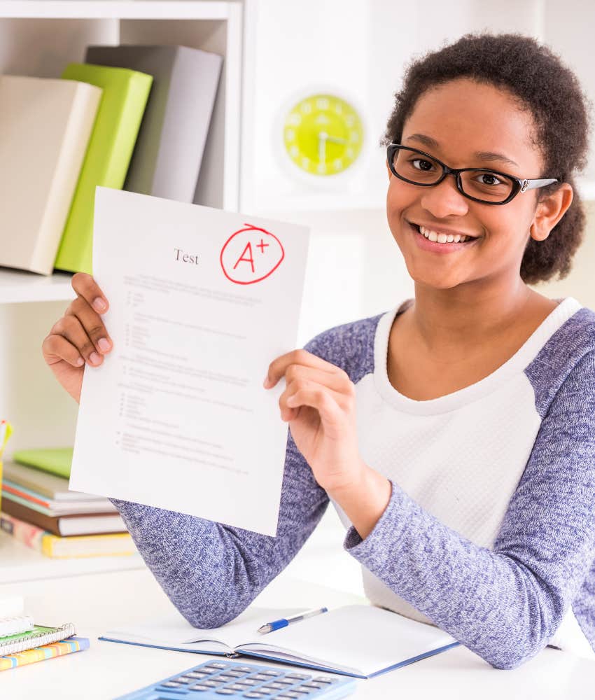 young girl good grades
