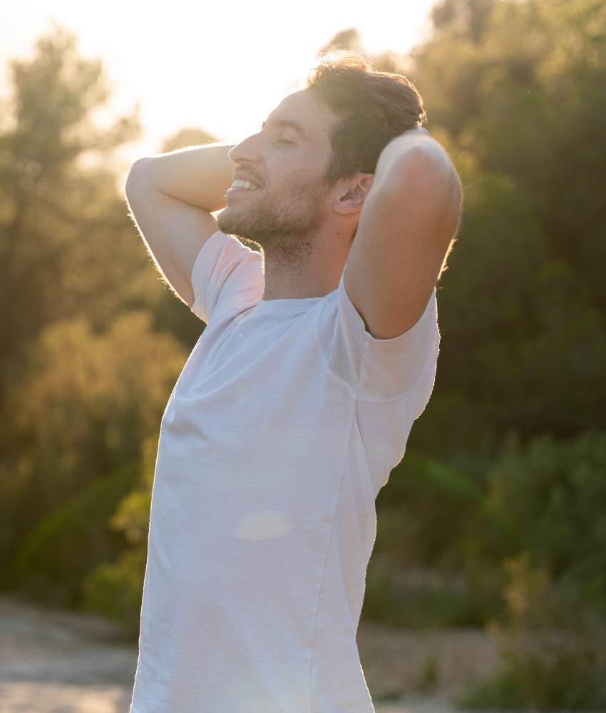 wealthy man enjoying the freedom of being debt free