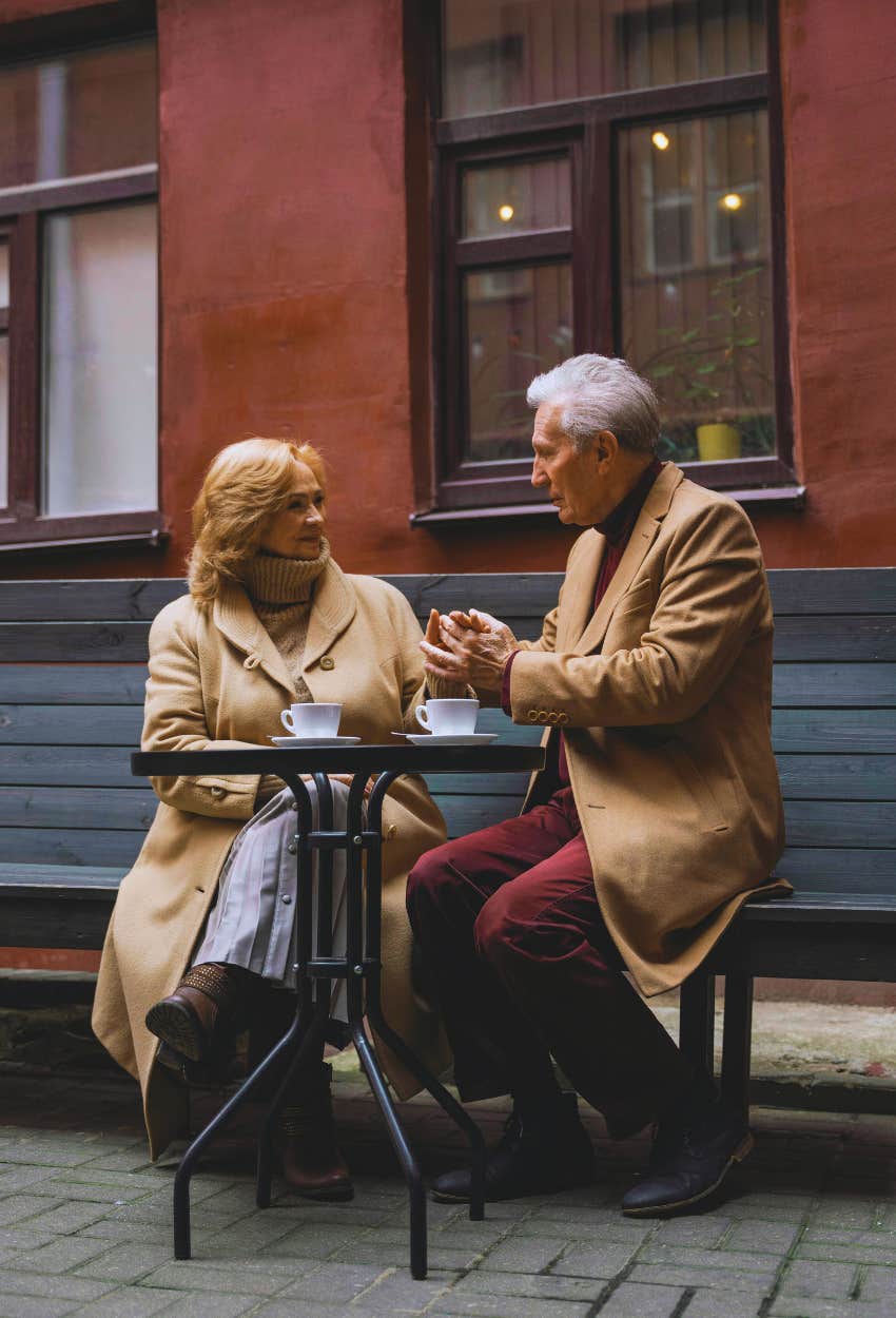 elderly couple on a date