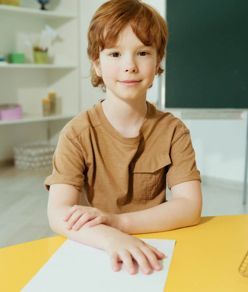 first-grade student in classroom