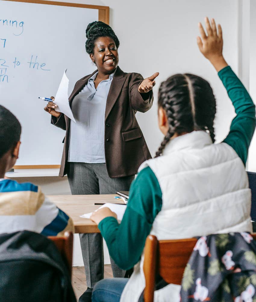 first-grade teacher in the classroom