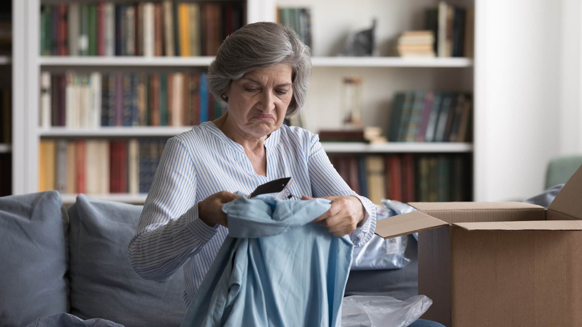 a wife returns clothes with the tags still on that she and her husband do not wear 