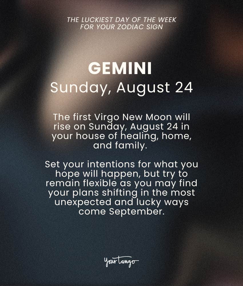 gemini zodiac sign luckiest day week august 18 24 2025