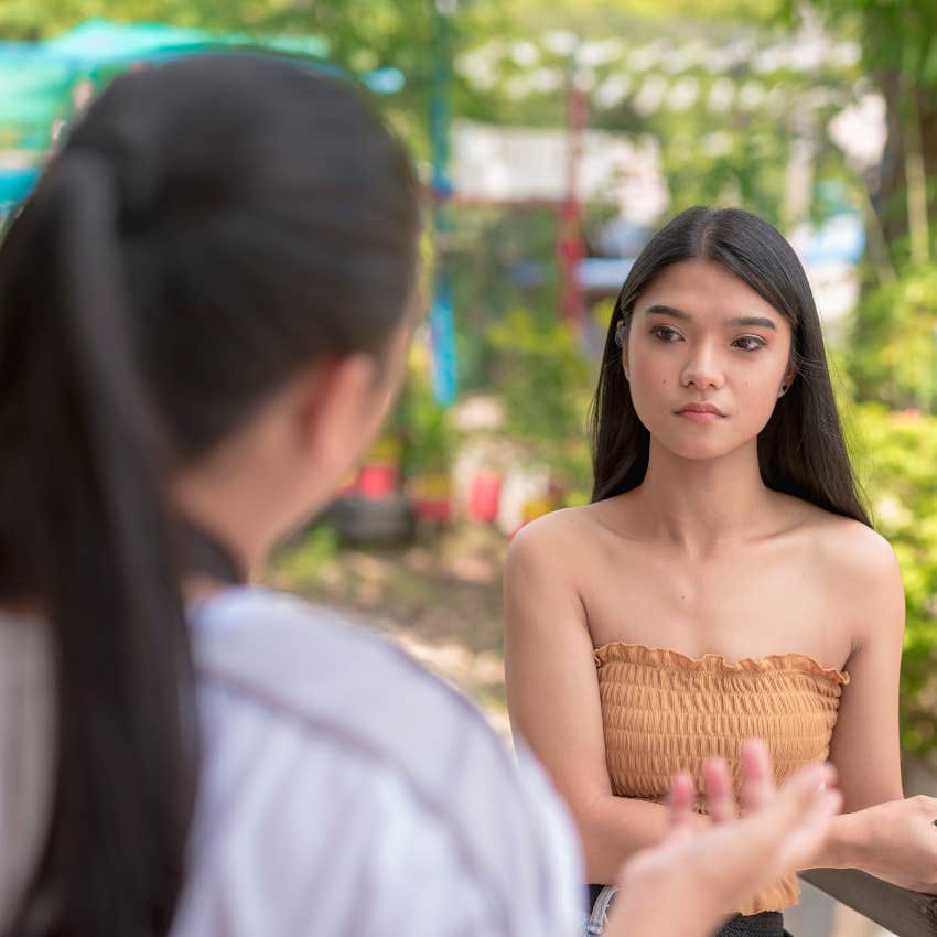 gen-z girl with a dead eye stare