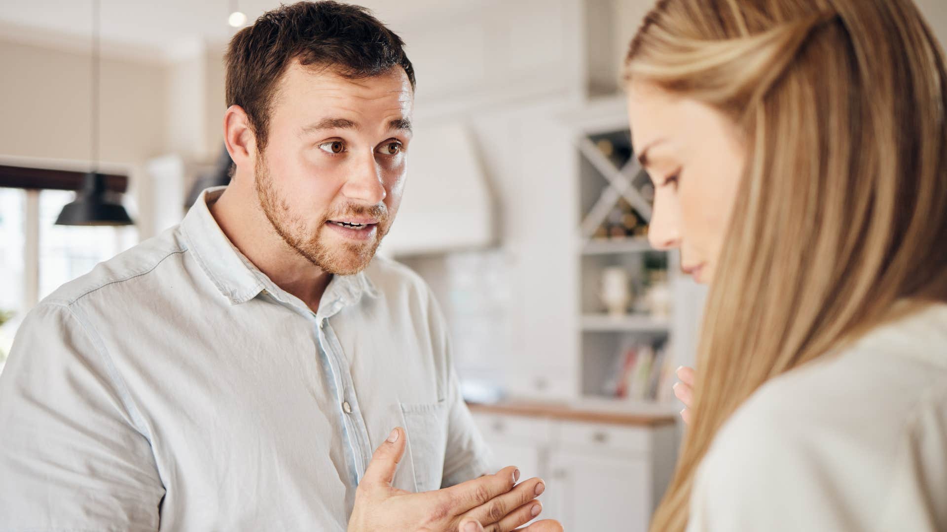 Man who blames everyone else for his problems arguing with his wife.