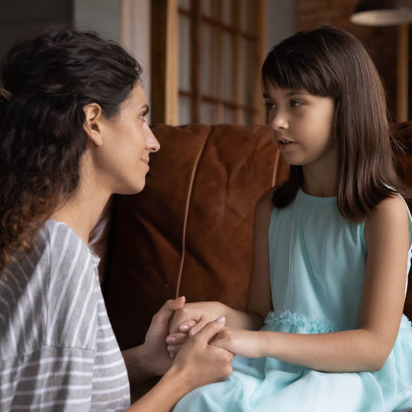 mother teaching child lesson about marriage that it's all about forgiveness