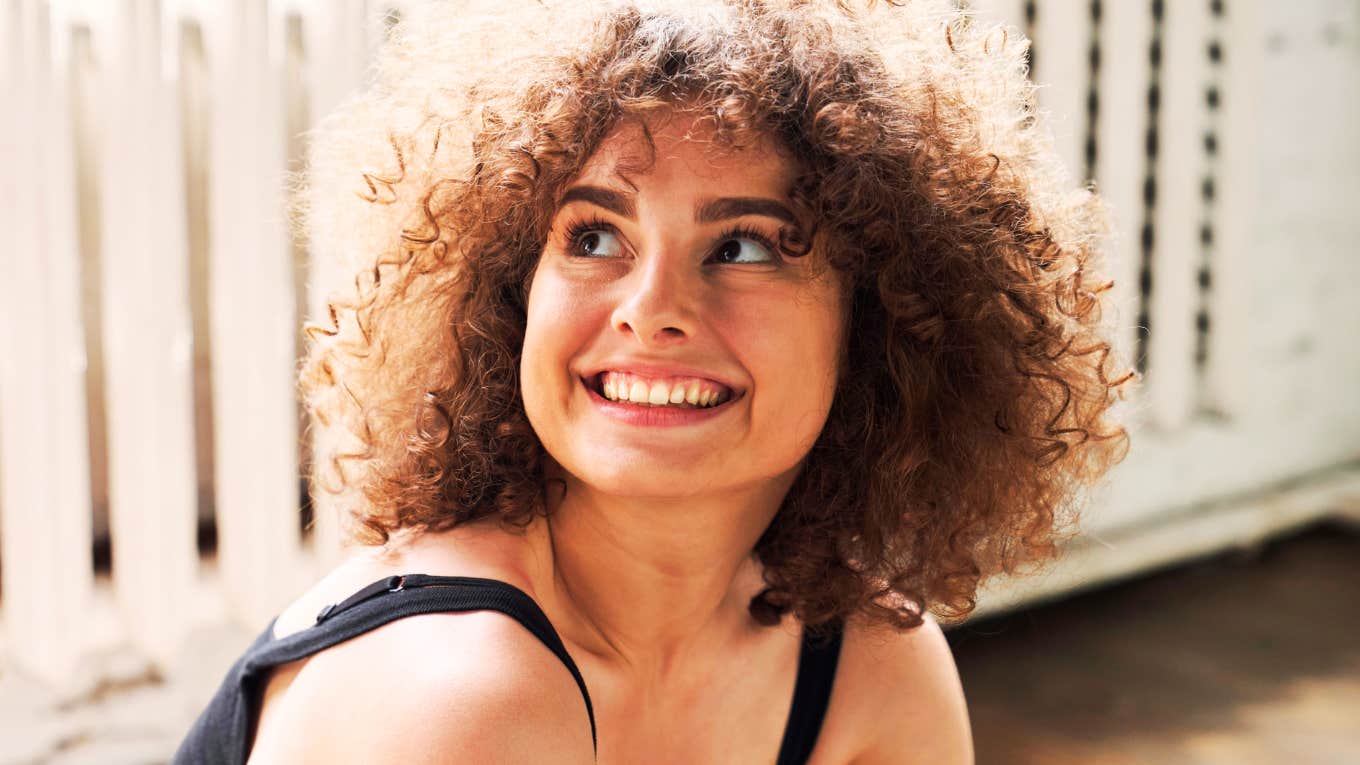 Woman who wakes up happier. 