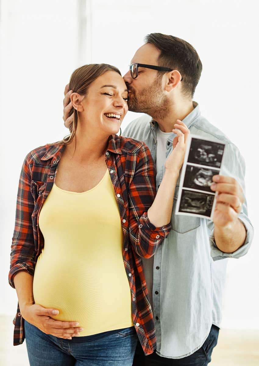 couple happy being pregnant with miracle baby