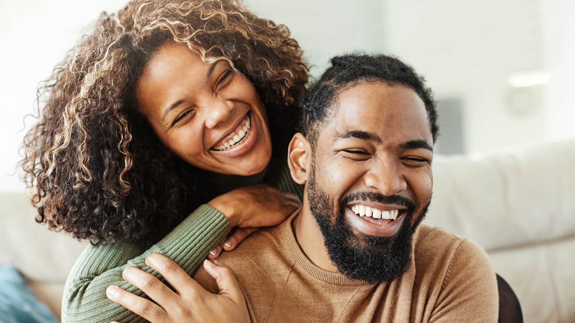 couple laughing together