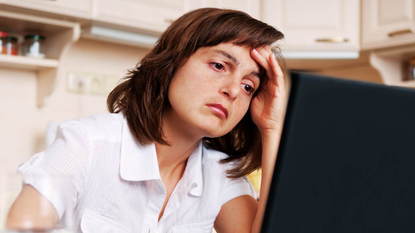 Woman depressed at work.