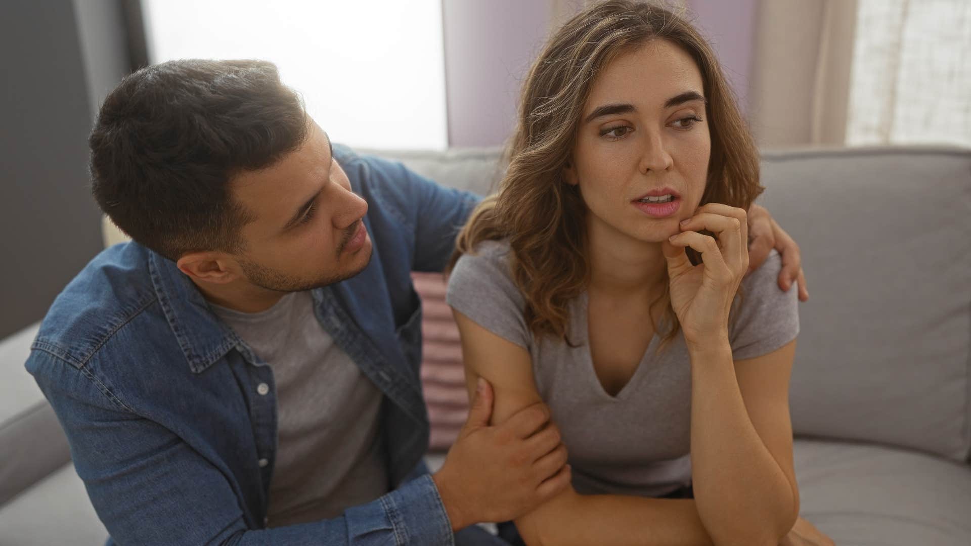Man saying "you don't have to be perfect" to his partner.