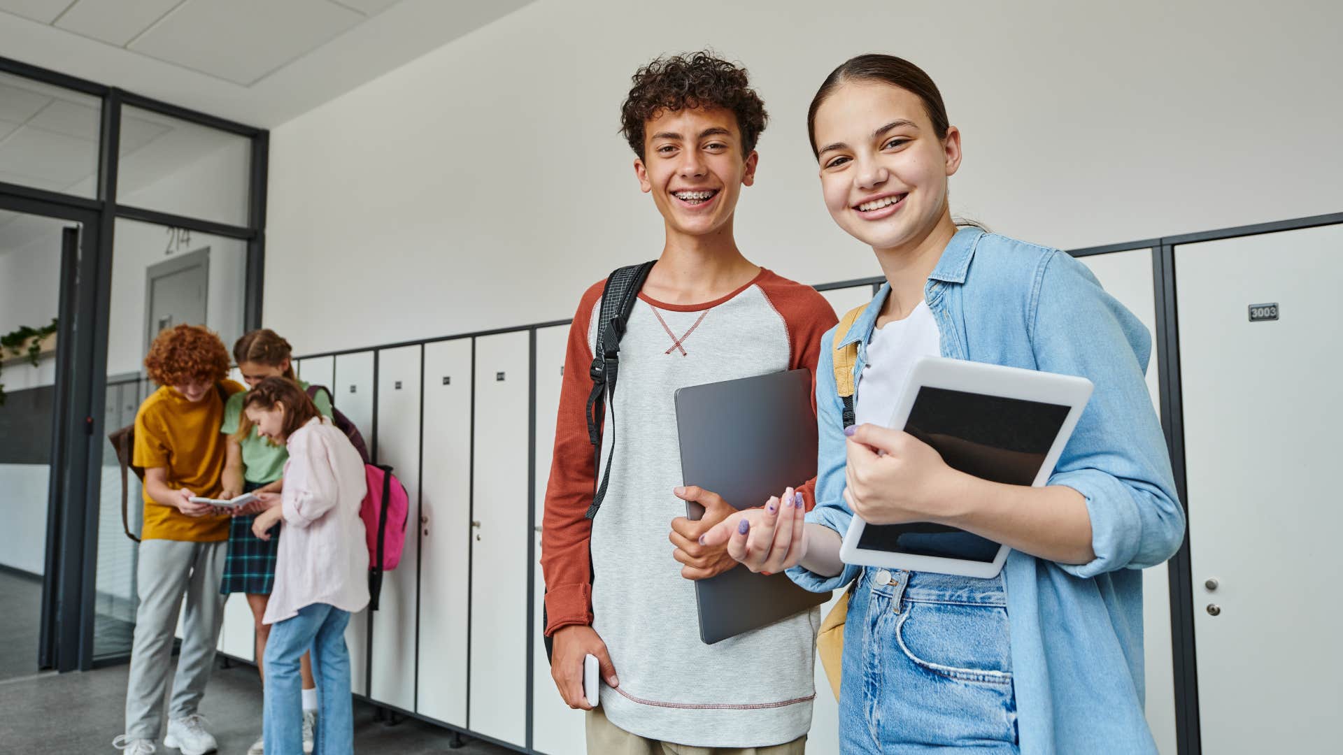 classmates hanging out at school