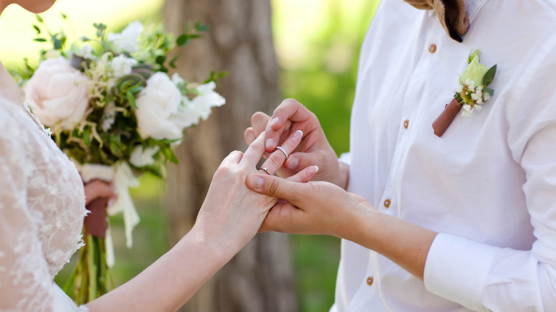 couple who truly love each other as they make the vow of fidelity