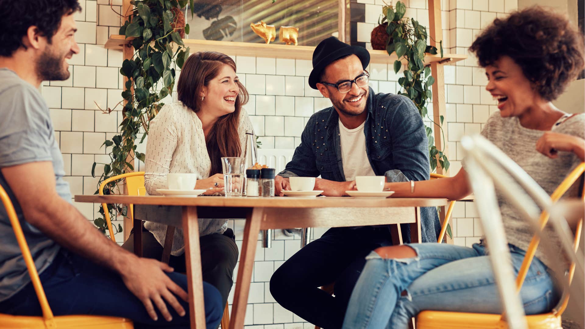 man who is one of the rare ones as woman brings him along with friends
