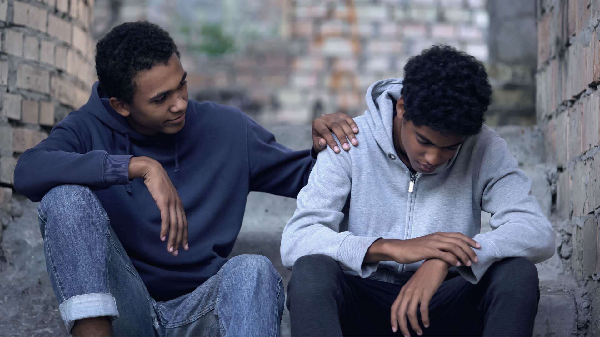 a teenage boy tells his friend that being bullied is no big deal