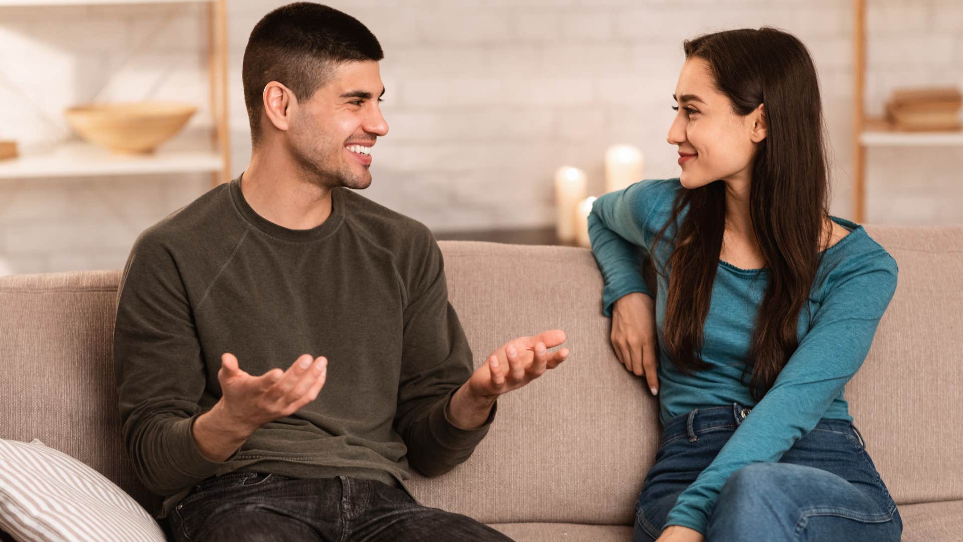 man who is with the right person as they laugh at the same stuff