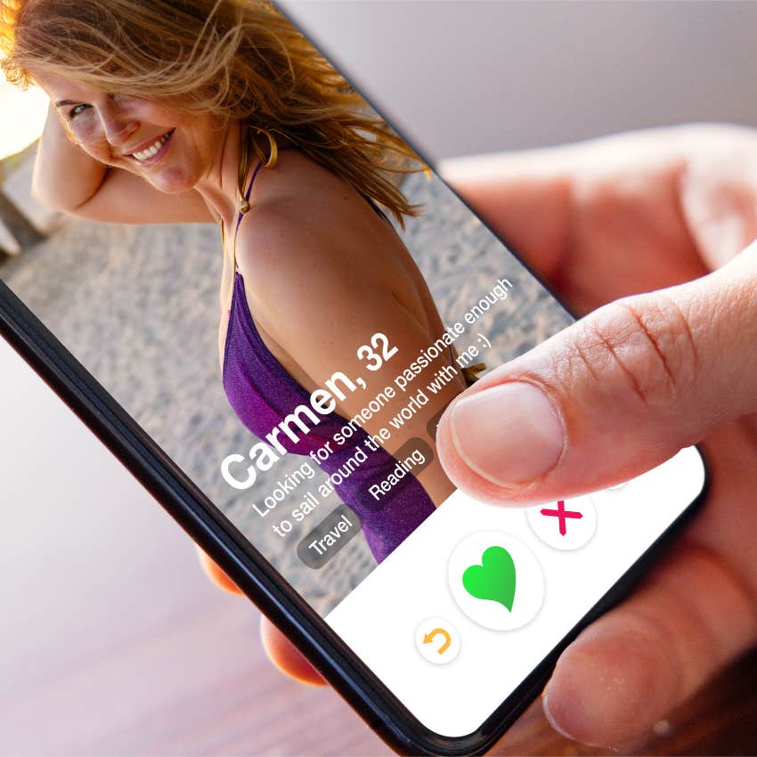 woman with the phrase outgoing in her dating profile