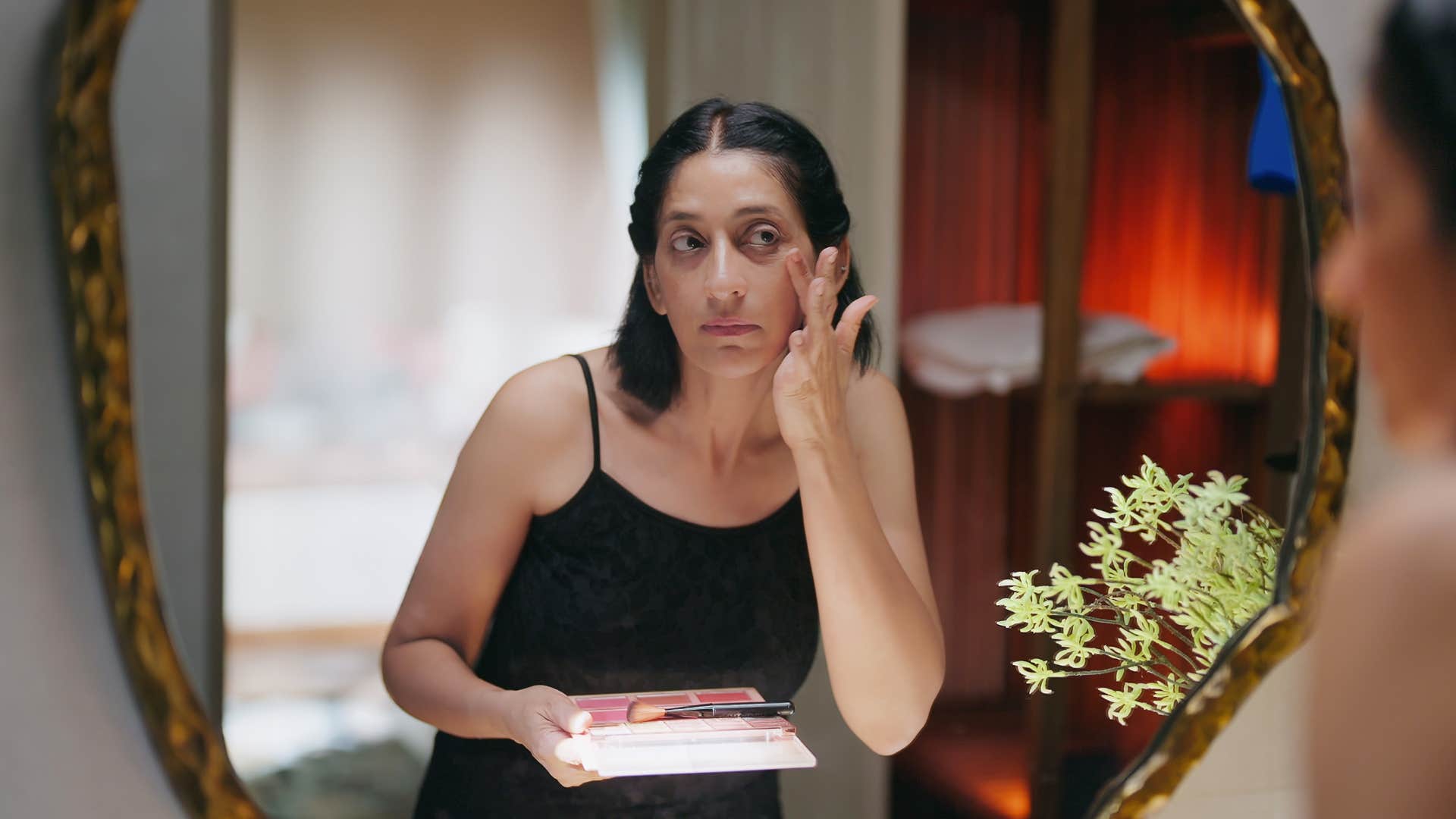 a woman uses all of her unused makeup products before they expire