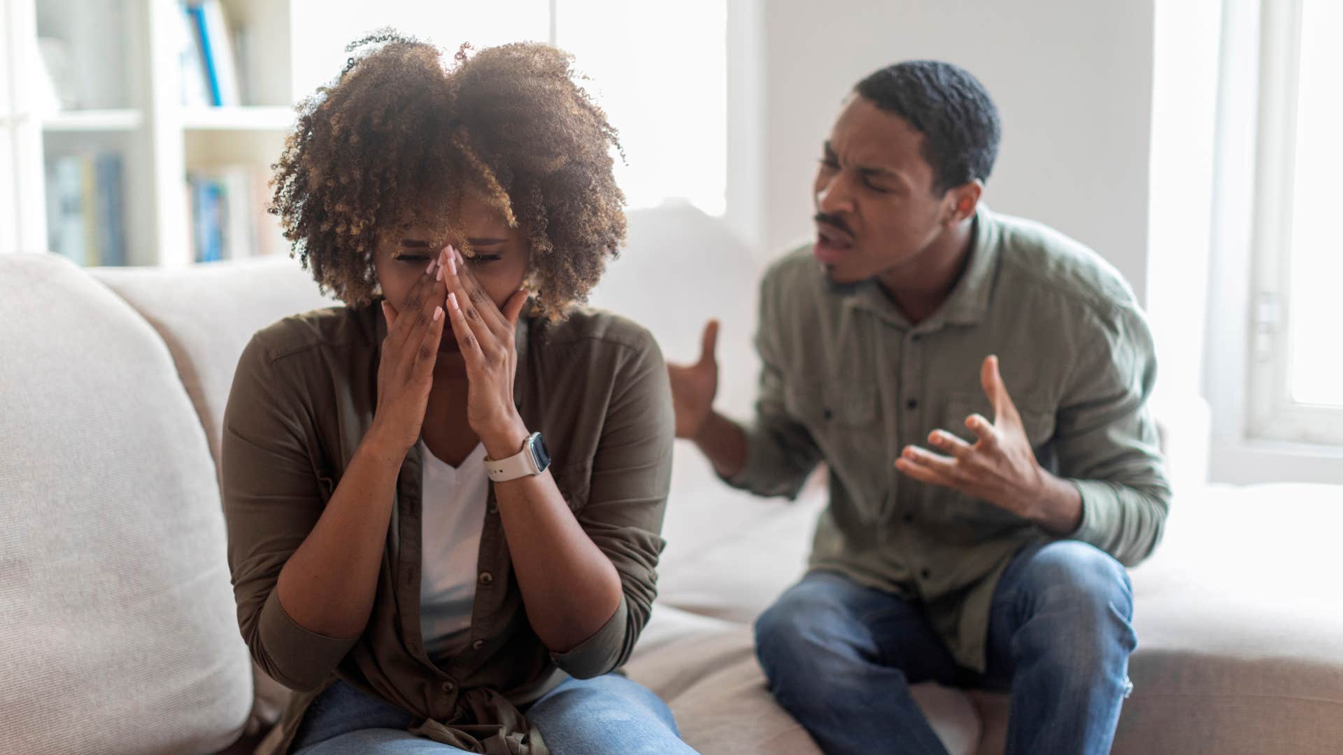 woman dealing with a man who is a control freak as he's always jealous