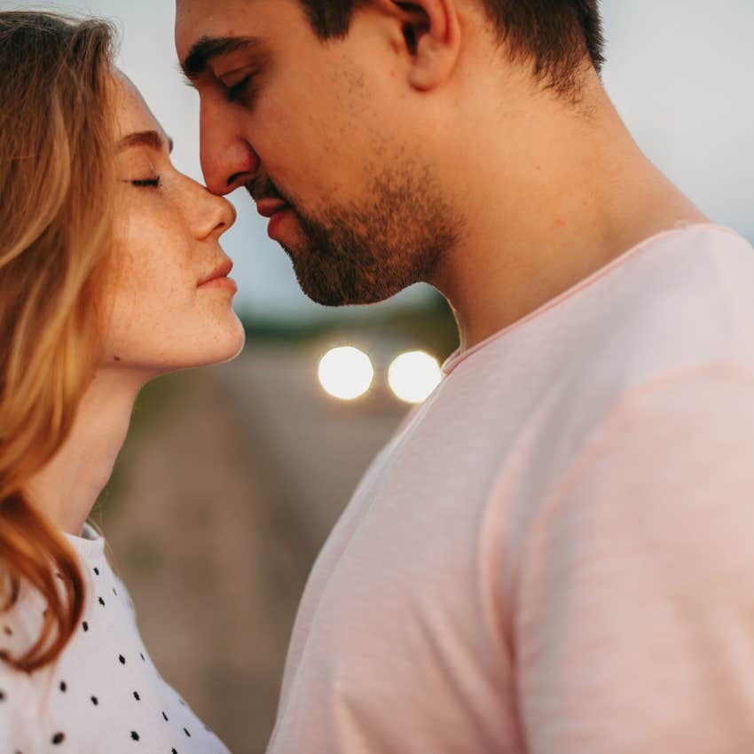 man who wants relationship with woman to last as he steals a kiss