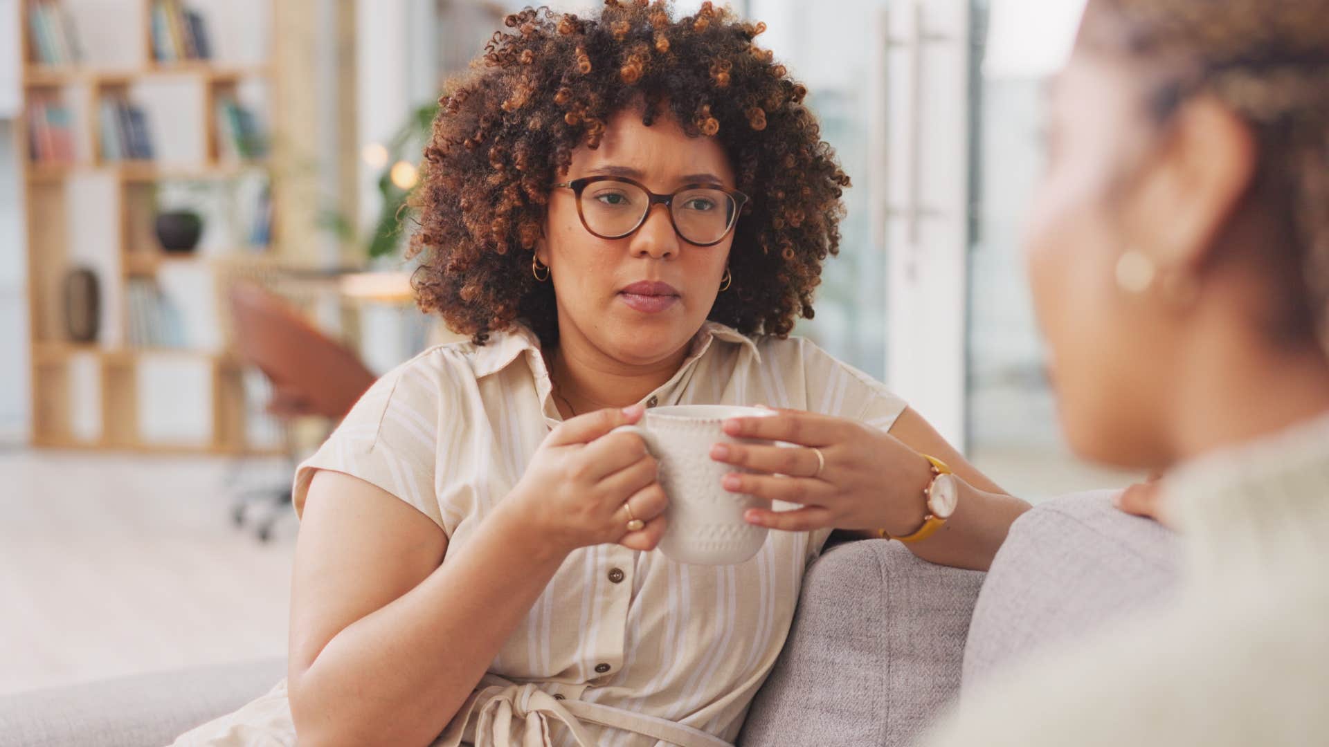 Woman who knows when to get deep talking to a friend.