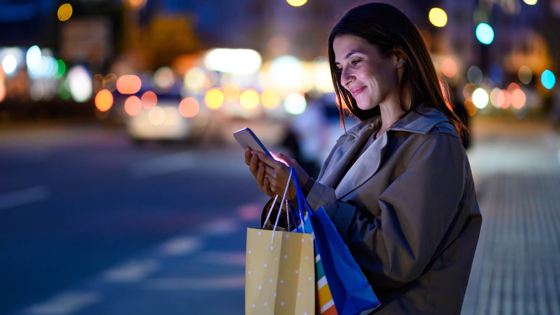 Woman with impulsivity problems shopping at night.