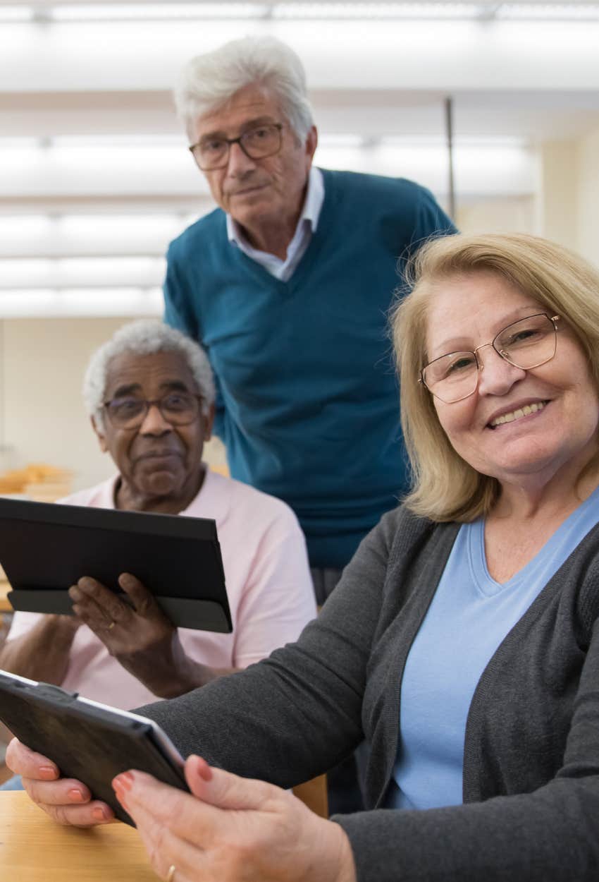 elderly people in computer class