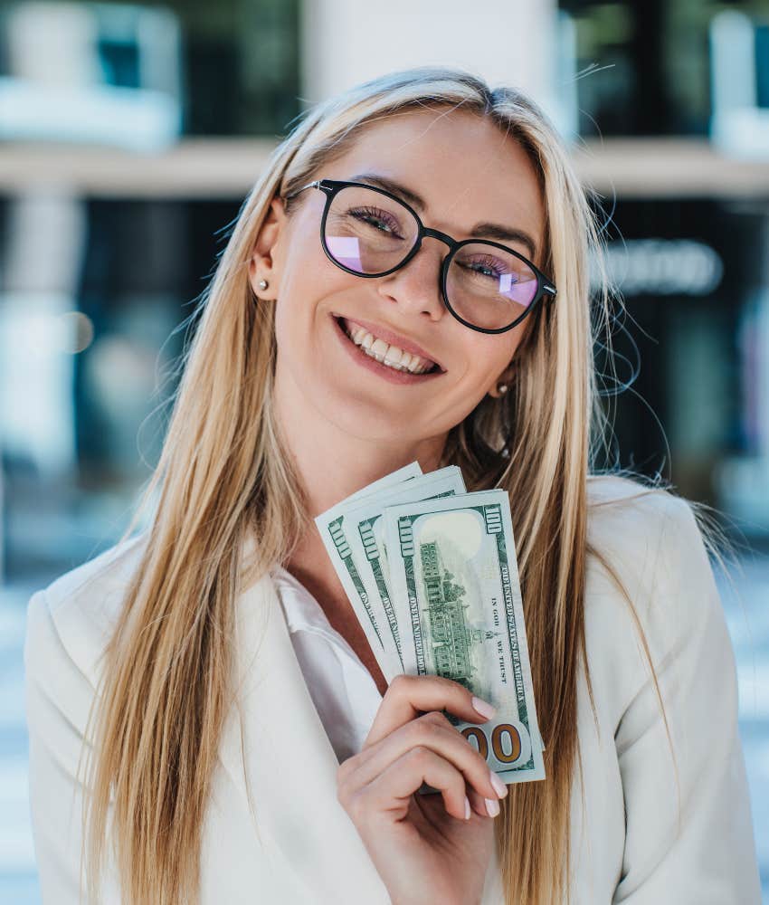 wealthy woman who is living comfortably