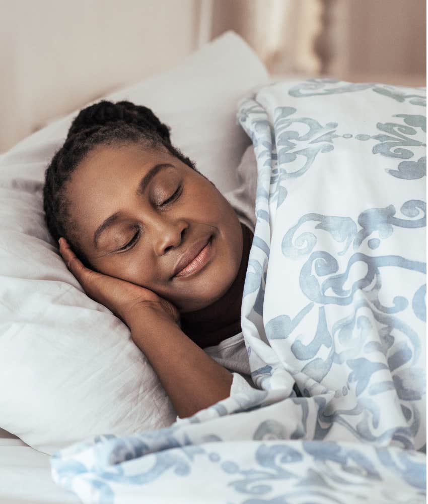 Calm person sleeps vibrant