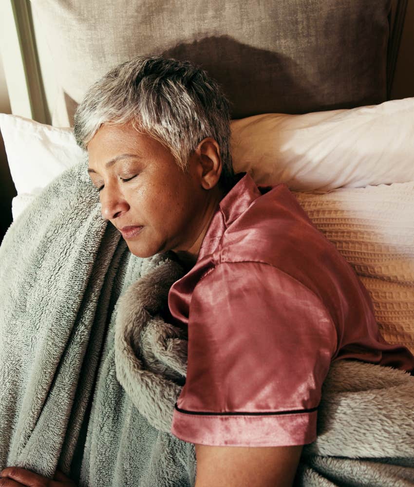 Relaxed person sleeps vibrant