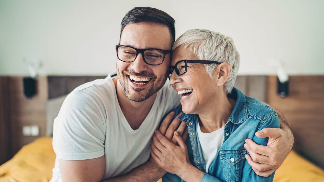 man with his mom