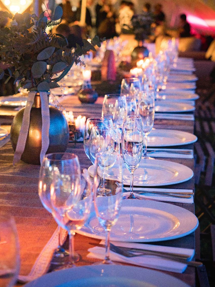 table decorated for a wedding reception