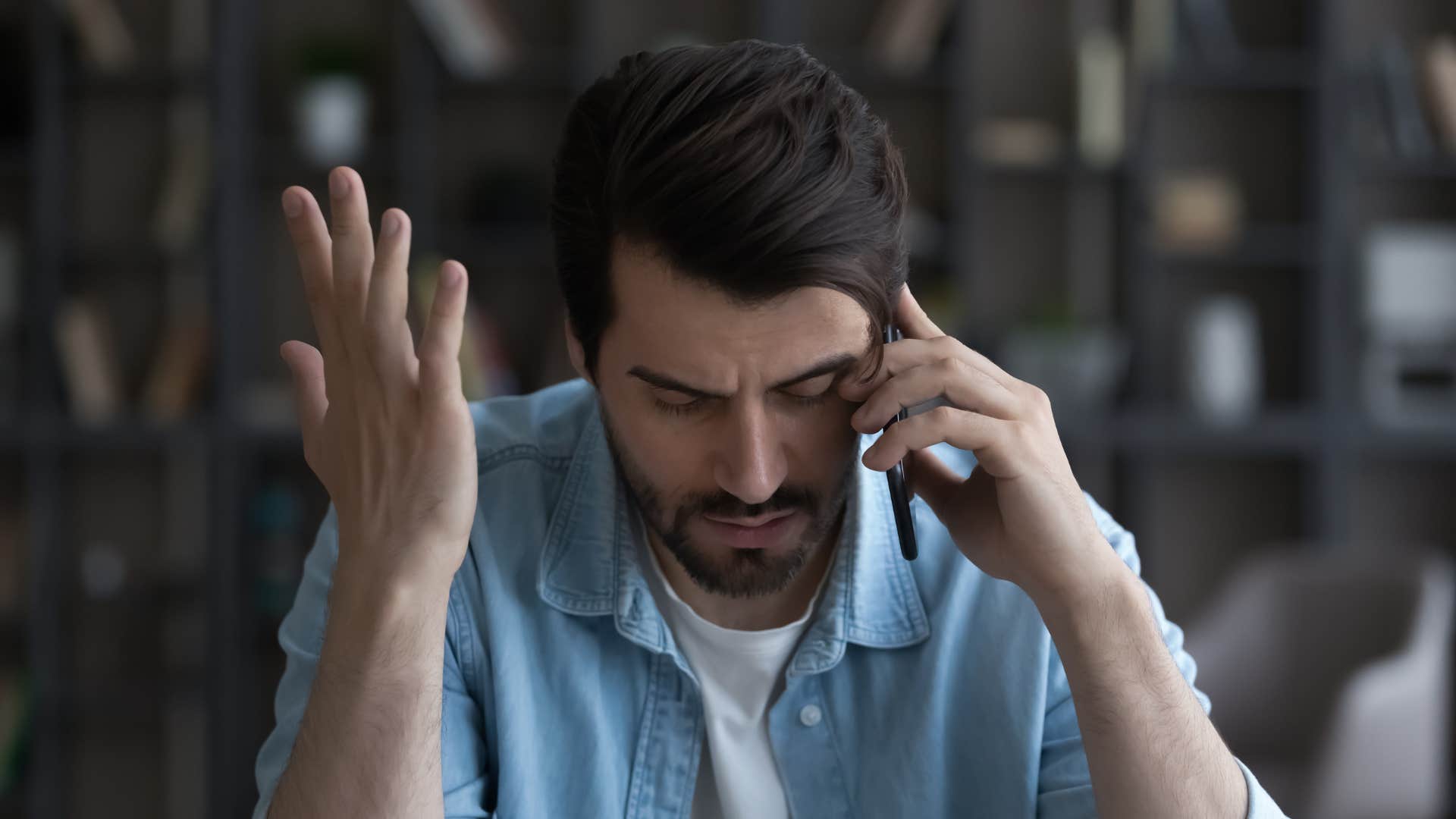 man on phone saying i said i was sorry what more do you want