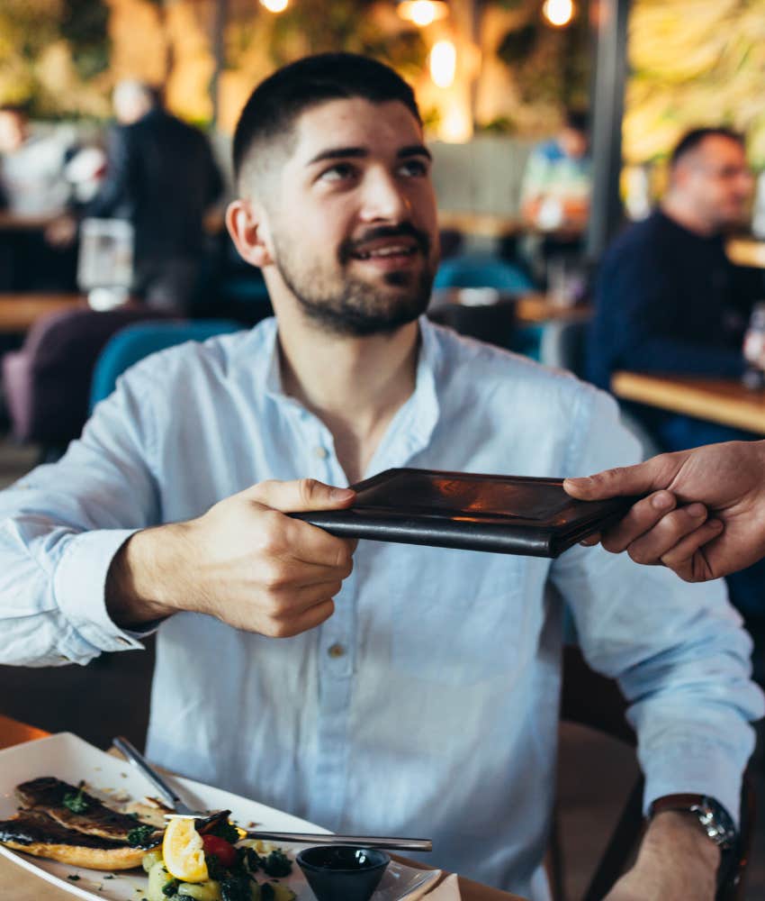 Respectful man tips for service