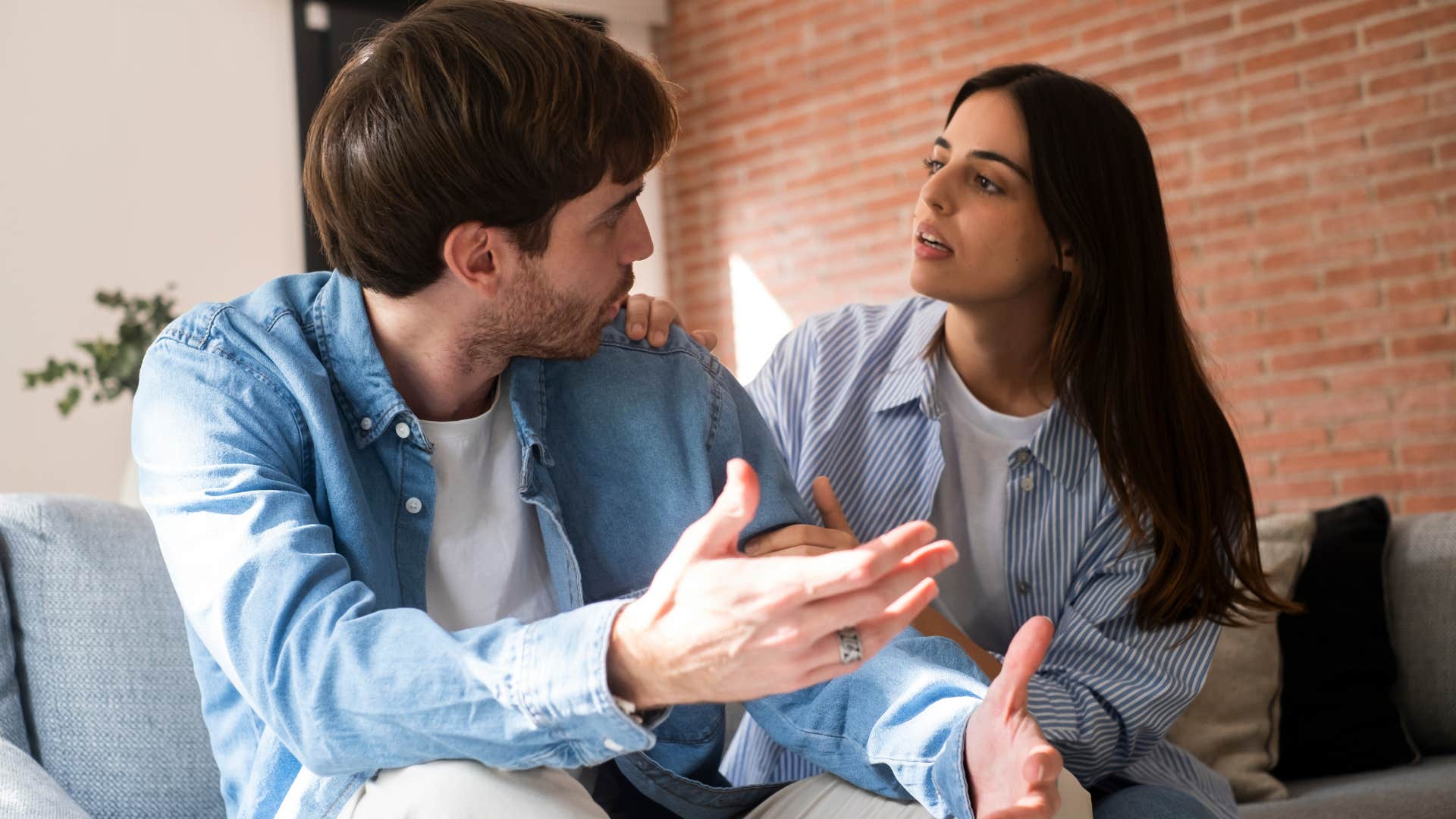 Man who stops listening arguing with his wife.