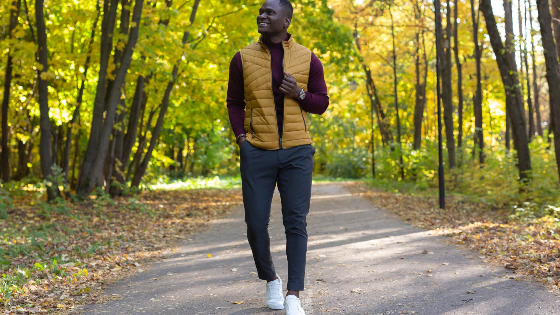 man walking in park