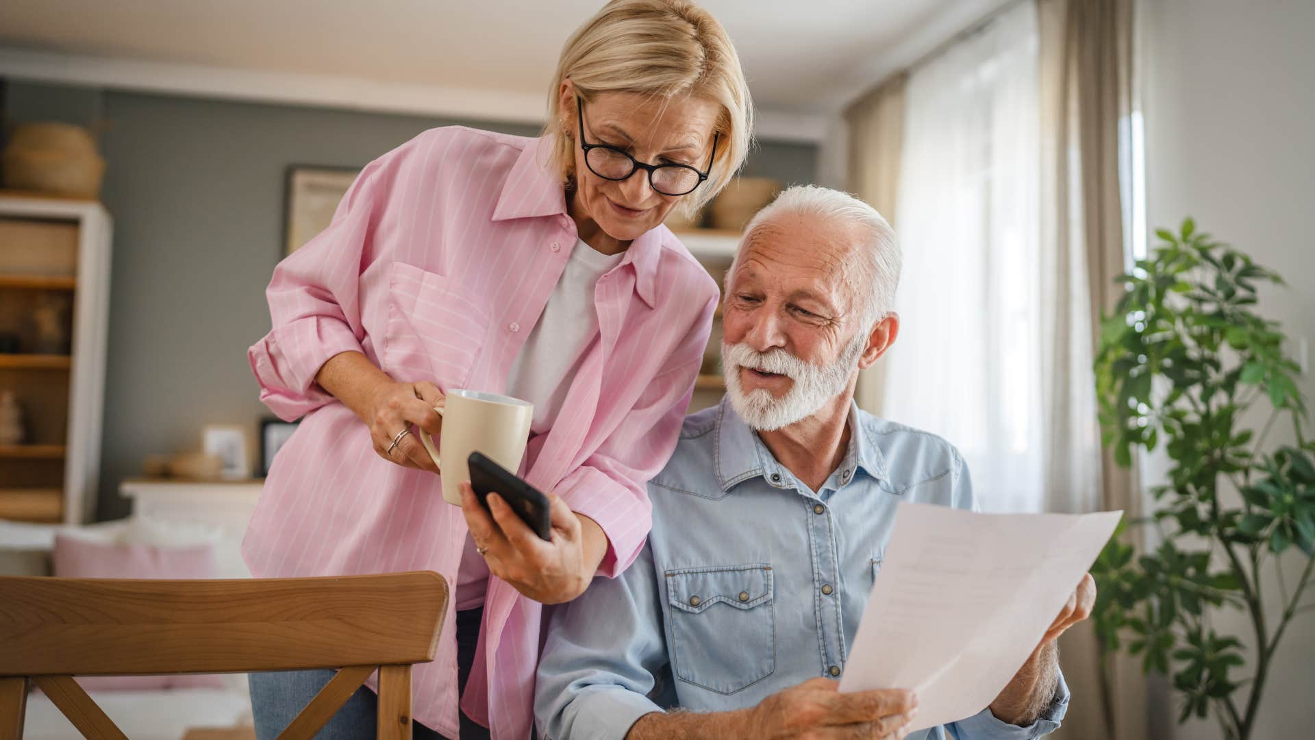 emotionally mature man talking to his wife at home
