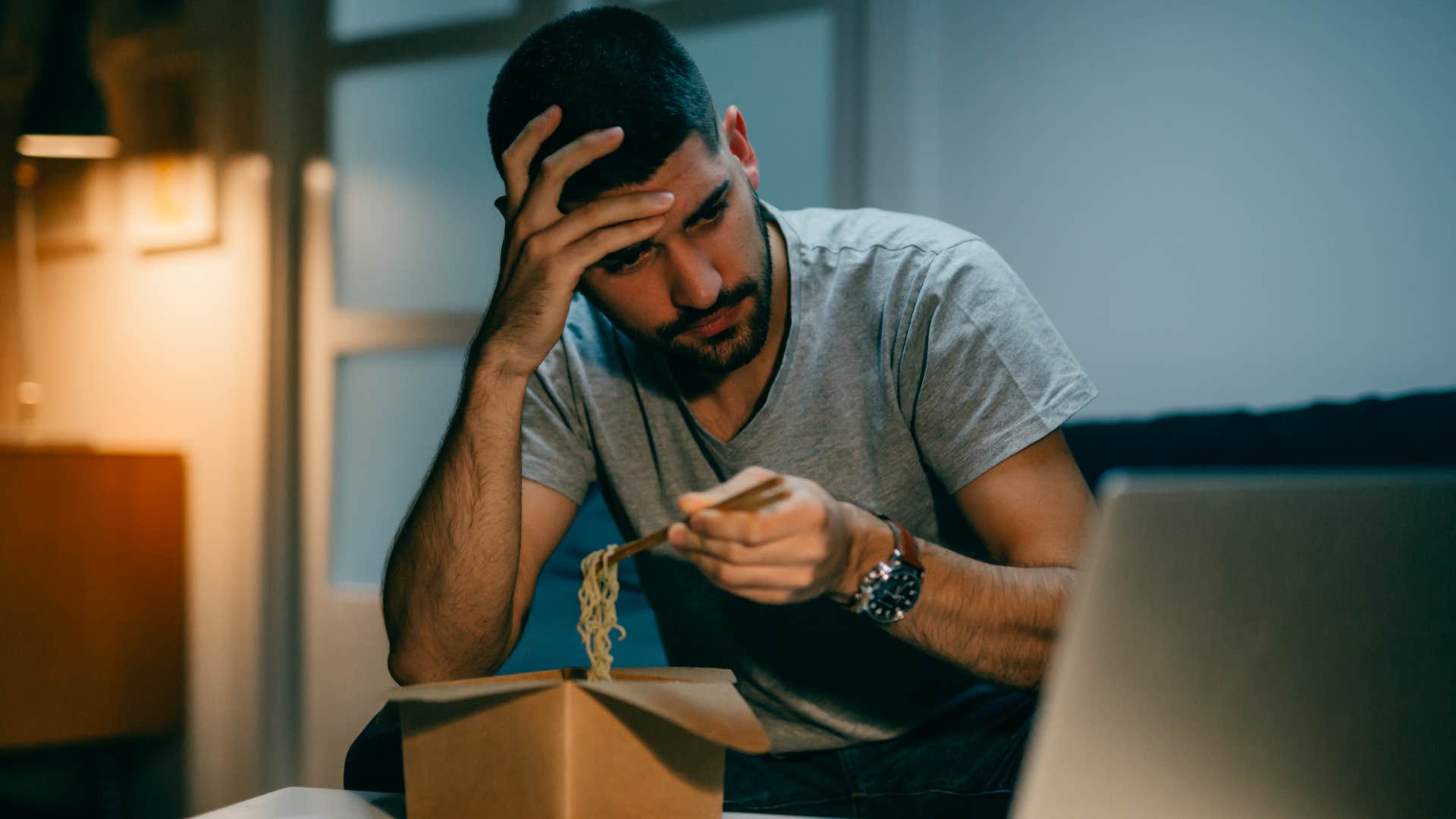 a man hates feeling vulnerable so he stays alone at home