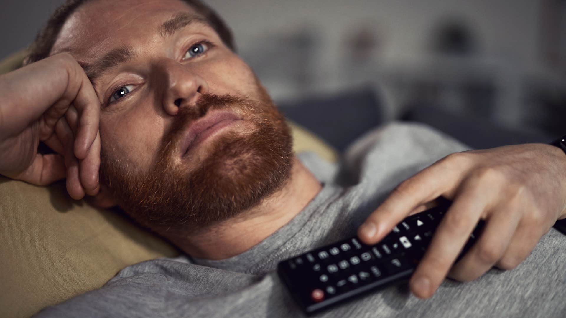 a man has no hobbies and spends most of his time watching television alone