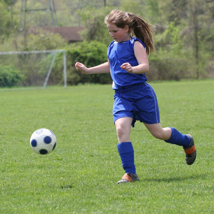 teen girl in soccer game