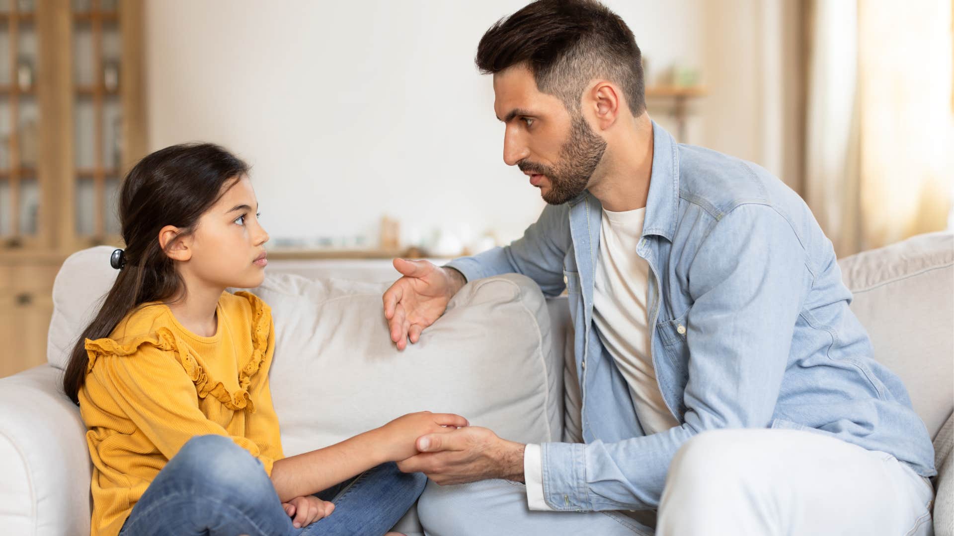 Father who sets unrealistic expectations for everyone else talking to his daughter.