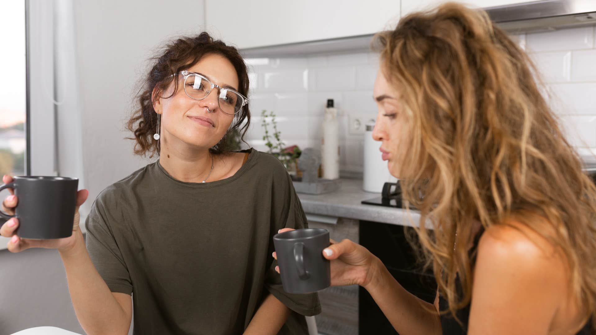 a woman goes to her friends apartment all the time and she makes space for her