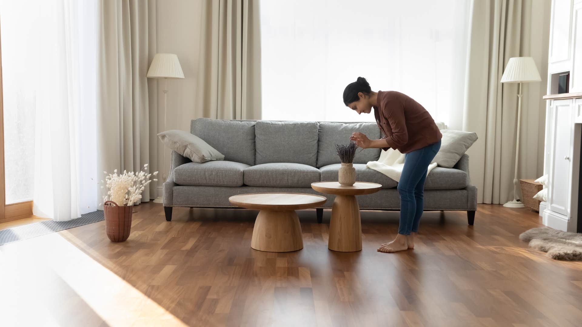 woman keeping home spotless by evaluating progress