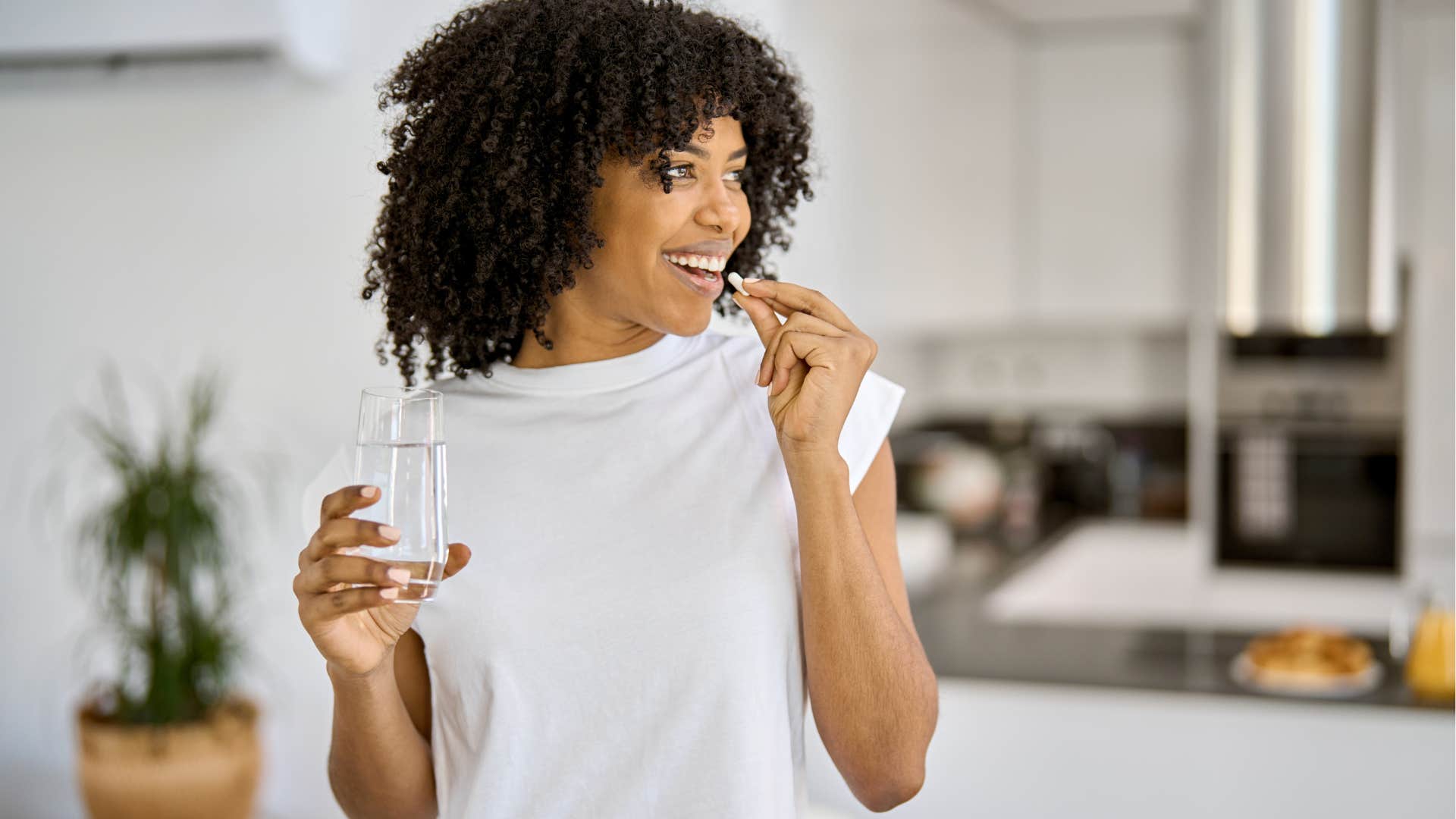woman who looks remarkably young taking supplements