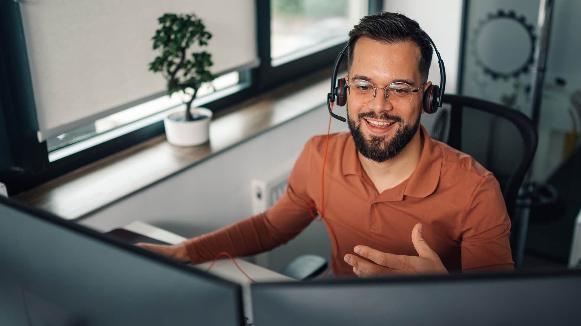 Man working from his home office.